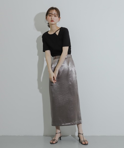 SENSE OF PLACE by URBAN RESEARCH（センスオブプレイスバイアーバンリサーチ）の「アシンメトリーリブトップ（Tシャツ/カットソー・レディース・ブラック/ブルー/オフホワイト・ONE）」の9枚目の写真