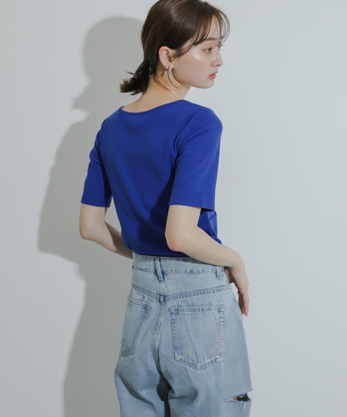 SENSE OF PLACE by URBAN RESEARCH（センスオブプレイスバイアーバンリサーチ）の「アシンメトリーリブトップ（Tシャツ/カットソー・レディース・ブラック/ブルー/オフホワイト・ONE）」の12枚目の写真