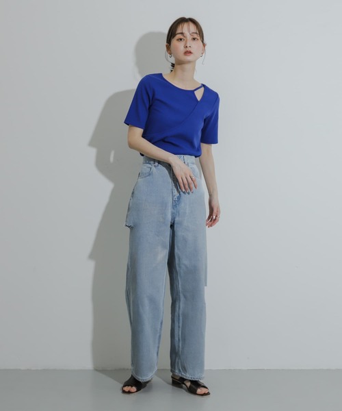 SENSE OF PLACE by URBAN RESEARCH（センスオブプレイスバイアーバンリサーチ）の「アシンメトリーリブトップ（Tシャツ/カットソー・レディース・ブラック/ブルー/オフホワイト・ONE）」の14枚目の写真