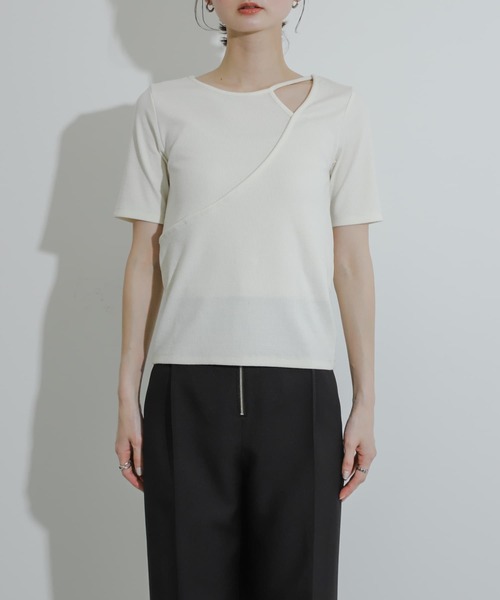 SENSE OF PLACE by URBAN RESEARCH（センスオブプレイスバイアーバンリサーチ）の「アシンメトリーリブトップ（Tシャツ/カットソー・レディース・ブラック/ブルー/オフホワイト・ONE）」の15枚目の写真