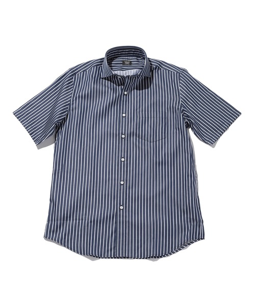 CROWDED CLOSET(クラウデッドクローゼット)の「ホリゾンタルカラーコットンストライプ半袖シャツ(シャツ/ブラウス・メンズ・ホワイト系その他/ネイビー・02/03/01)」の2枚目の写真