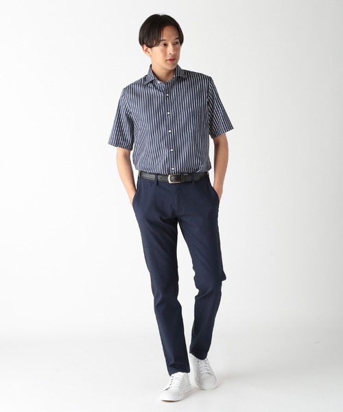 CROWDED CLOSET(クラウデッドクローゼット)の「ホリゾンタルカラーコットンストライプ半袖シャツ(シャツ/ブラウス・メンズ・ホワイト系その他/ネイビー・02/03/01)」の4枚目の写真