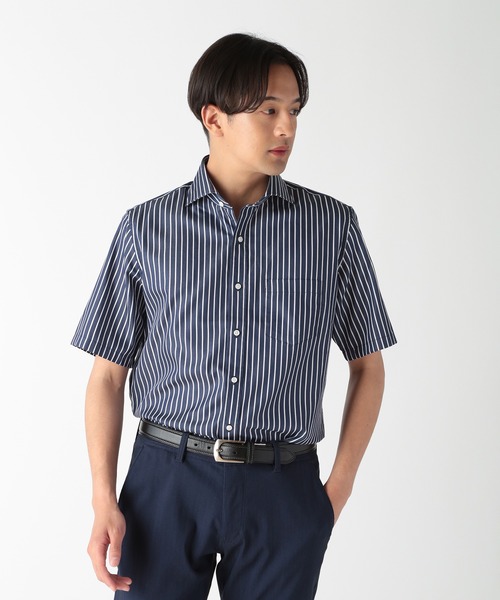 CROWDED CLOSET(クラウデッドクローゼット)の「ホリゾンタルカラーコットンストライプ半袖シャツ(シャツ/ブラウス・メンズ・ホワイト系その他/ネイビー・02/03/01)」の5枚目の写真