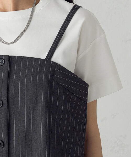 COMME CA ISM(コムサイズム)の「【セットアップ対応】 ポリエステルレーヨンストレッチツイル ストライプ ビスチェ(ベスト・レディース・ストライプ・FREE)」の12枚目の写真