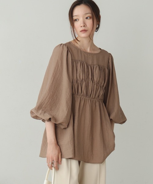 Bab(バブ)の「バックリボンシャーリングブラウス(シャツ/ブラウス・レディース・モカ/サンドベージュ/ライトグレー・M)」の15枚目の写真