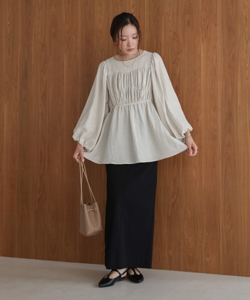 Bab(バブ)の「バックリボンシャーリングブラウス(シャツ/ブラウス・レディース・モカ/サンドベージュ/ライトグレー・M)」の22枚目の写真