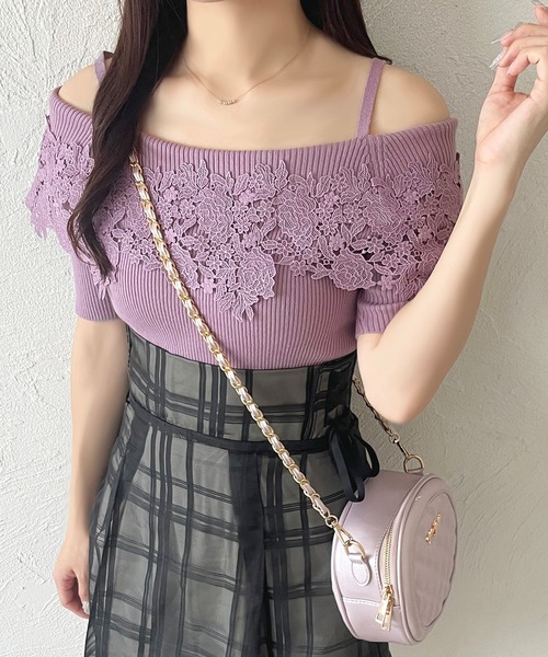 apres jour(アプレジュール)の「レースオフショルニットプルオーバー【ZOZOTOWN限定アイテム】(ニット/セーター・レディース・ラベンダー/オフホワイト/ブラック・X-LARGE/フリー)」の3枚目の写真