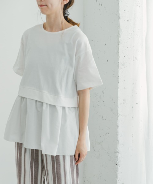 ITEMS URBANRESEARCH(アイテムズ アーバンリサーチ)の「ドッキングTシャツ(Tシャツ/カットソー・レディース・オフホワイト/ブラック/キャメル・FREE)」の5枚目の写真