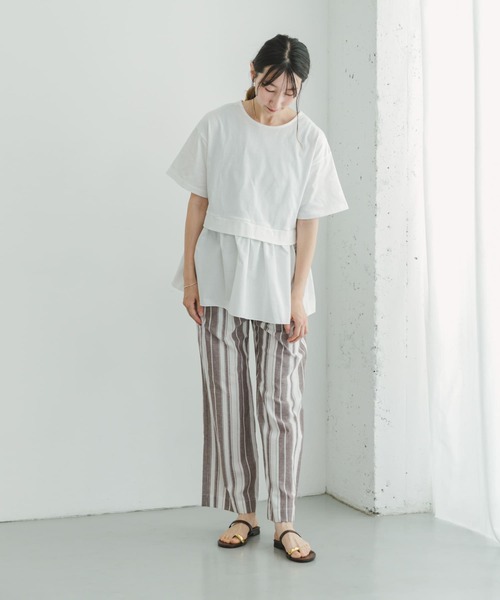 ITEMS URBANRESEARCH(アイテムズ アーバンリサーチ)の「ドッキングTシャツ(Tシャツ/カットソー・レディース・オフホワイト/ブラック/キャメル・FREE)」の6枚目の写真