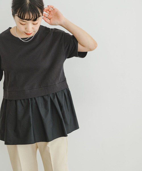 ITEMS URBANRESEARCH(アイテムズ アーバンリサーチ)の「ドッキングTシャツ(Tシャツ/カットソー・レディース・オフホワイト/ブラック/キャメル・FREE)」の12枚目の写真