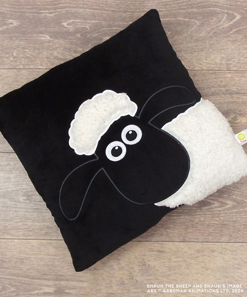 ひつじのショーン（ヒツジノショーン）の「【公式】ひつじのショーン　STS　ショーン　スクエアクッション（クッション/クッションカバー・レディース・ブラック・FREE）」の2枚目の写真