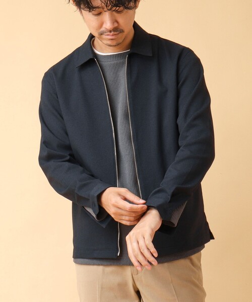 NOLLEY’S(ノーリーズ)の「《吸水速乾》SMART TECH ストレッチ ジップシャツジャケット 24AW(ブルゾン・メンズ・ベージュ/ネイビー/グレー・L/M/S)」の3枚目の写真