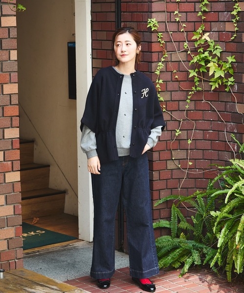 Petit Honfleur(プチオンフルール)の「ラメ入りバギーデニムパンツ(デニムパンツ・レディース・ネイビー/ブラック・64/67)」の19枚目の写真