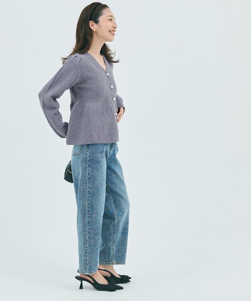 ラメニットパールボタンペプラムカーディガン（カーディガン/ボレロ