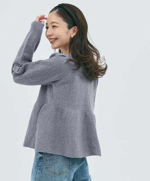 ラメニットパールボタンペプラムカーディガン（カーディガン/ボレロ