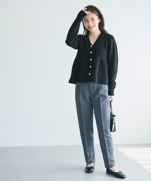 ラメニットパールボタンペプラムカーディガン（カーディガン/ボレロ