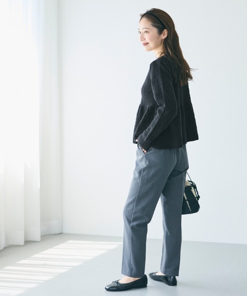 coca（coca）（コカ）の「ラメニットパールボタンペプラムカーディガン（カーディガン/ボレロ・レディース・アイボリー/チャコール/ブラック/ライトグレー・S/M/L）」の16枚目の写真