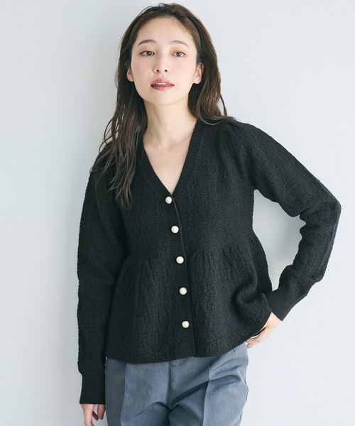 coca（coca）（コカ）の「ラメニットパールボタンペプラムカーディガン（カーディガン/ボレロ・レディース・アイボリー/チャコール/ブラック/ライトグレー・S/M/L）」の19枚目の写真