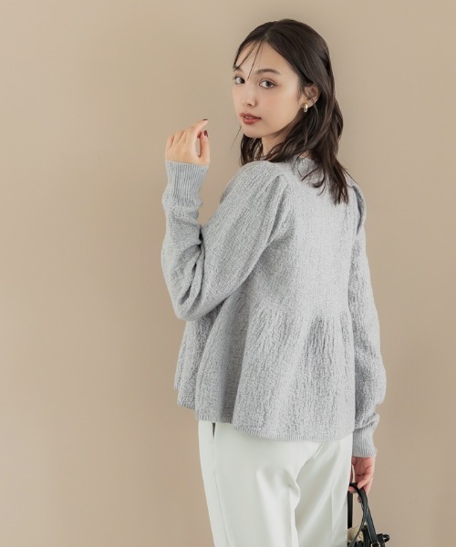 ラメニットパールボタンペプラムカーディガン（カーディガン/ボレロ