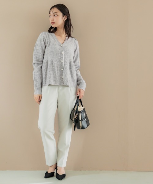 ラメニットパールボタンペプラムカーディガン（カーディガン/ボレロ