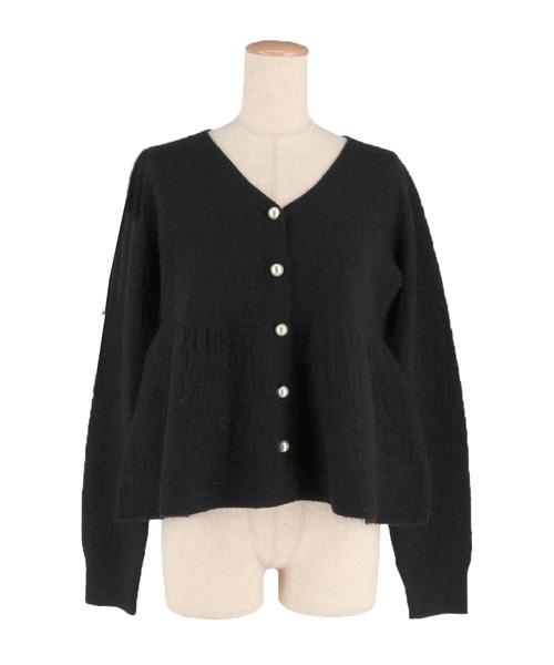 ラメニットパールボタンペプラムカーディガン（カーディガン/ボレロ