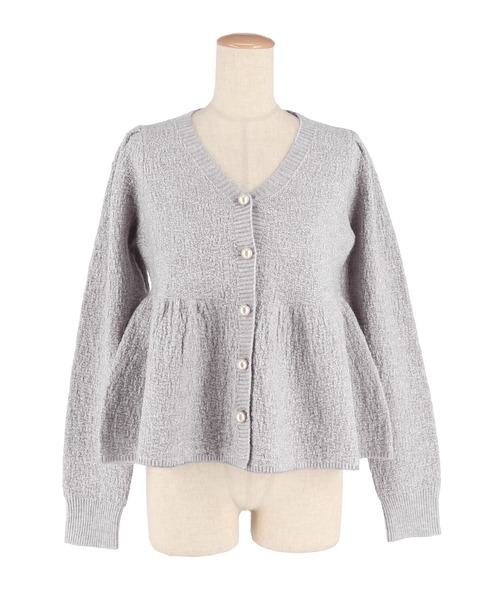 ラメニットパールボタンペプラムカーディガン（カーディガン/ボレロ