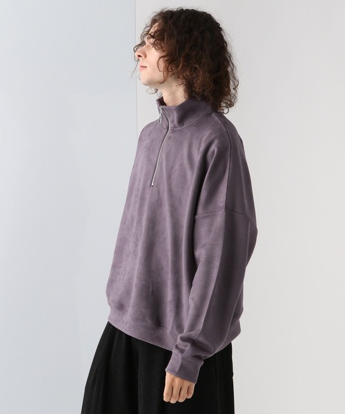 HARE(ハレ)の「SOFTフェイクスウェードハーフZIPプルオーバー(HARE)(スウェット・メンズ・ブラック/グレー/パープル/オレンジ・SMALL/MEDIUM)」の13枚目の写真