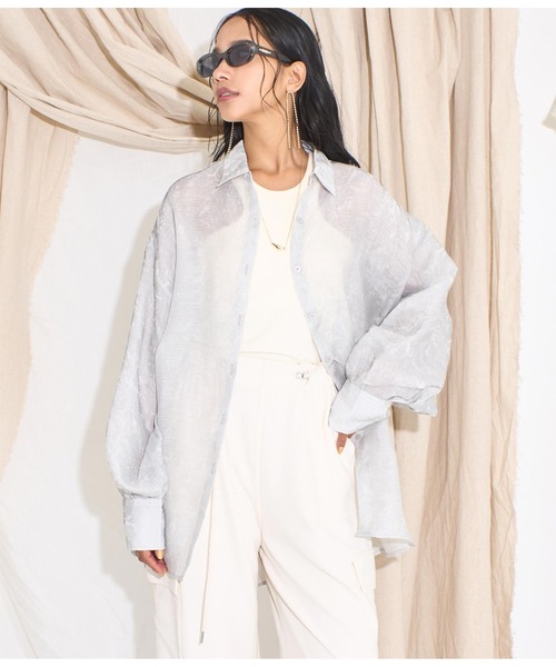 Settimissimo（セッティミッシモ）の「ニュアンスパターンシアーオーバーシャツ（シャツ/ブラウス・レディース・オフホワイト/イエロー・FREE）」の3枚目の写真