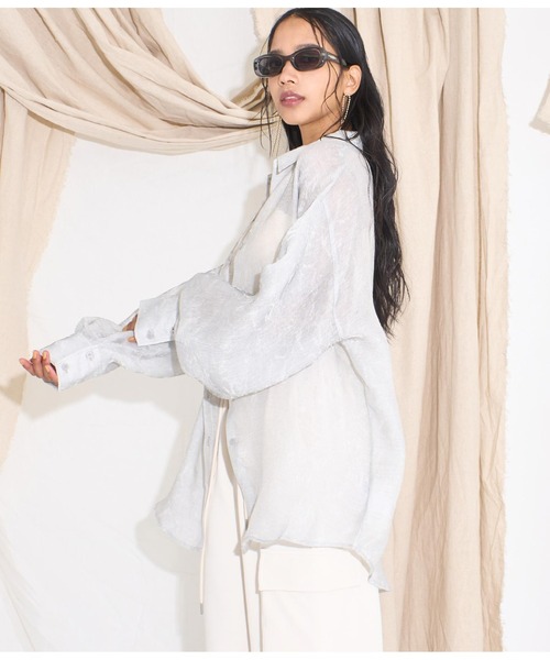 Settimissimo（セッティミッシモ）の「ニュアンスパターンシアーオーバーシャツ（シャツ/ブラウス・レディース・オフホワイト/イエロー・FREE）」の6枚目の写真