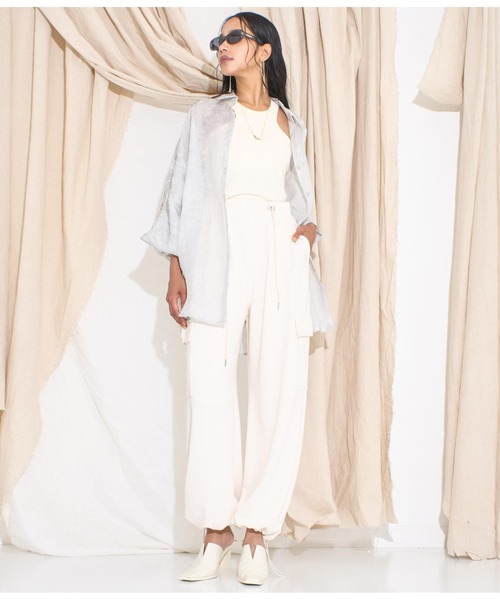 Settimissimo（セッティミッシモ）の「ニュアンスパターンシアーオーバーシャツ（シャツ/ブラウス・レディース・オフホワイト/イエロー・FREE）」の10枚目の写真