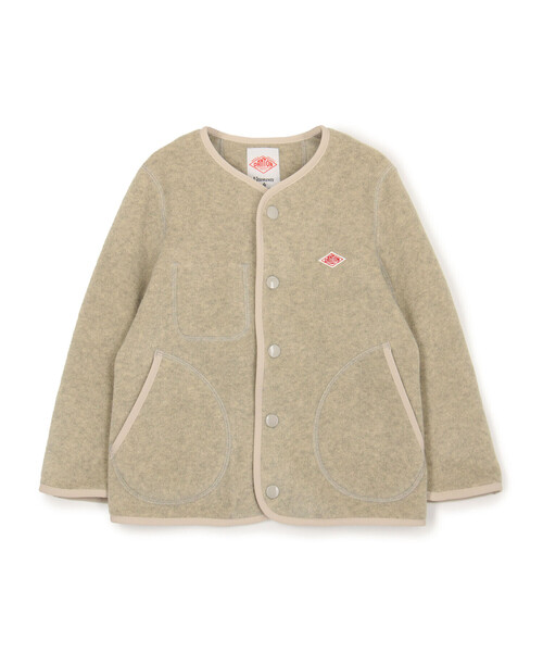 DANTON(ダントン)の「KIDS’ FLEECE COLLARLESS JACKET(ノーカラージャケット・キッズ・ブラック/グレー系その他/ダークグリーン・95/135/115)」の2枚目の写真