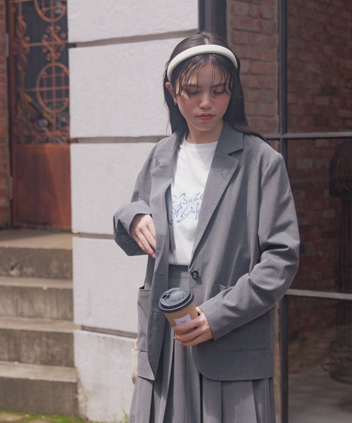 GLOBAL WORK(グローバルワーク)の「大人見えジャケット/AND YUA ANY/115791(テーラードジャケット・キッズ・ブラック/チャコールグレー・FREE)」の7枚目の写真