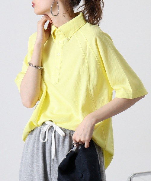 BEES BEAM(ビーズビーム)の「BEES BEAM ボタンダウンポロシャツ(ポロシャツ・レディース・イエロー/シルバーグレー/ピンク/ホワイト/ネイビー/ブラック・XXL/XS/XL/S/L/M)」の9枚目の写真