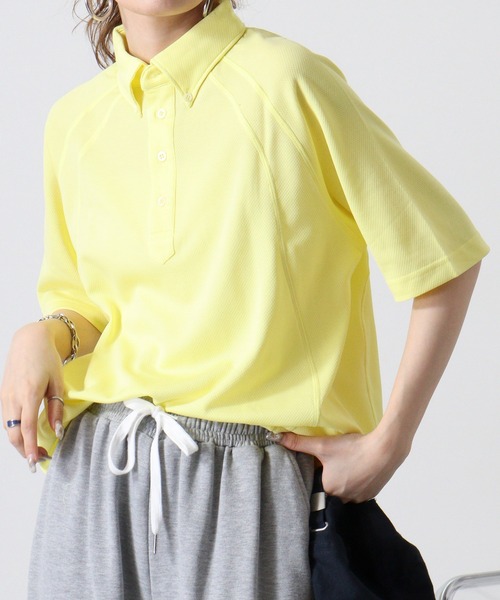 BEES BEAM(ビーズビーム)の「BEES BEAM ボタンダウンポロシャツ(ポロシャツ・レディース・イエロー/シルバーグレー/ピンク/ホワイト/ネイビー/ブラック・XXL/XS/XL/S/L/M)」の10枚目の写真
