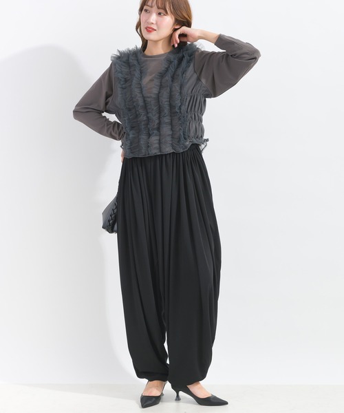 PICCIN(ピッチン)の「【WEB限定】チュールギャザーカットソー(Tシャツ/カットソー・レディース・ブラック/チャコールグレー・M)」の13枚目の写真