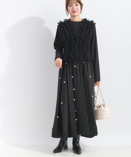 PICCIN(ピッチン)の「【WEB限定】チュールギャザーカットソー(Tシャツ/カットソー・レディース・ブラック/チャコールグレー・M)」の6枚目の写真