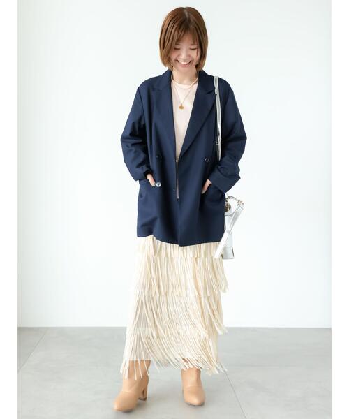 Lugnoncure（ルノンキュール）の「ダブル釦テーラードジャケット（ノーカラージャケット・レディース・ネイビー/グレー/ブラウン・F）」の6枚目の写真