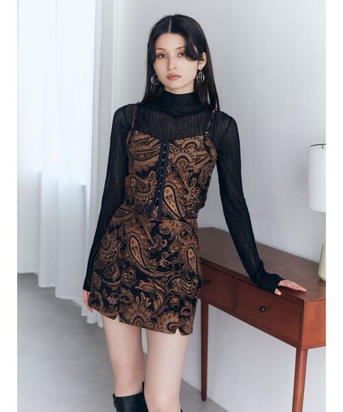 MURUA（ムルーア）の「ジャガードビスチェ（キャミソール・レディース・アイボリー/ブラック・FREE）」の5枚目の写真