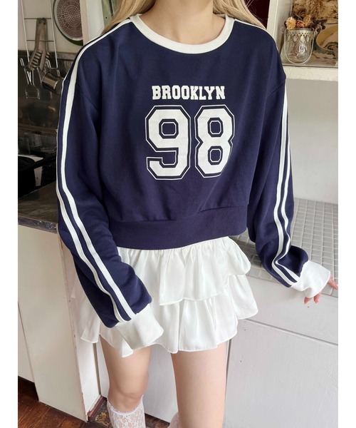 PHILLY（フィリー）の「【PHIILY】2ラインナンバリングスウェット（スウェット・レディース・ブラック/ホワイト/ネイビー・FREE）」の3枚目の写真