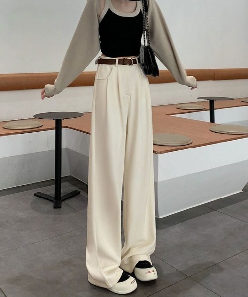 kirakiraShop（キラキラショップ）の「≪サイズ展開あり≫ あったかいのに美脚見せ。裏起毛 コーデュロイ スラックス パンツ（スラックス・レディース・ブラック/アイボリー/ブラウン/ベージュ・S/M/L）」の17枚目の写真
