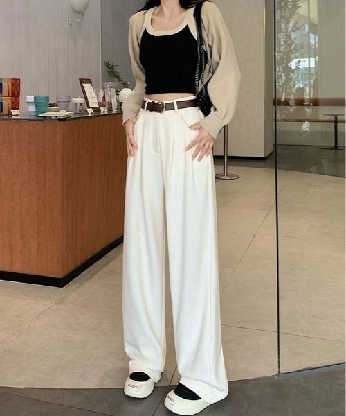 kirakiraShop（キラキラショップ）の「≪サイズ展開あり≫ あったかいのに美脚見せ。裏起毛 コーデュロイ スラックス パンツ（スラックス・レディース・ブラック/アイボリー/ブラウン/ベージュ・S/M/L）」の18枚目の写真