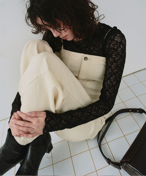 titivate（ティティベイト）の「シアーレーストップス（Tシャツ/カットソー・レディース・ブラック/アイボリー/オフホワイト/ホワイト系その他/クリーム/ブラック系その他・S/M/L）」の4枚目の写真