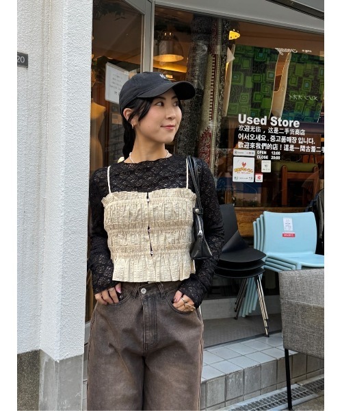 titivate（ティティベイト）の「シアーレーストップス（Tシャツ/カットソー・レディース・ブラック/アイボリー/オフホワイト/ホワイト系その他/クリーム/ブラック系その他・S/M/L）」の18枚目の写真