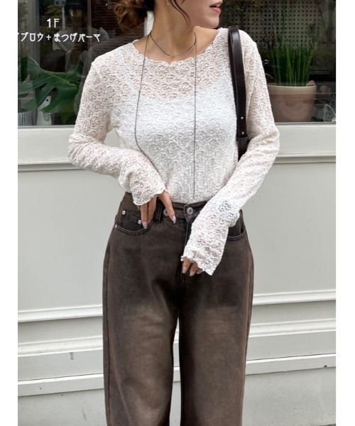 titivate（ティティベイト）の「シアーレーストップス（Tシャツ/カットソー・レディース・ブラック/アイボリー/オフホワイト/ホワイト系その他/クリーム/ブラック系その他・S/M/L）」の19枚目の写真