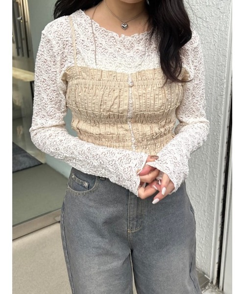 titivate（ティティベイト）の「シアーレーストップス（Tシャツ/カットソー・レディース・ブラック/アイボリー/オフホワイト/ホワイト系その他/クリーム/ブラック系その他・S/M/L）」の17枚目の写真