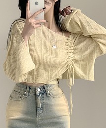 GLAMOROUS JANE | シャーリングリボンショート丈ニット×キャミ2点セット(ニット/セーター)