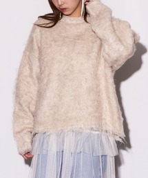 【MAISON BREEZE reveur】ミックスシャギー クルーネックプルオーバーニット DTK