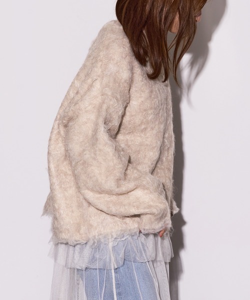 MAISON BREEZE reveur(メゾンブリーズレヴール)の「【MAISON BREEZE reveur】ミックスシャギー クルーネックプルオーバーニット DTK(ニット/セーター・レディース・アイボリー/グリーン/オレンジ/チャコールグレー/グレー・FREE)」の8枚目の写真