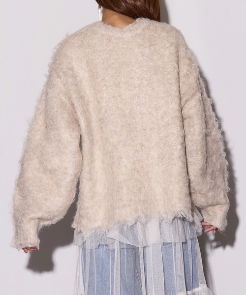 MAISON BREEZE reveur(メゾンブリーズレヴール)の「【MAISON BREEZE reveur】ミックスシャギー クルーネックプルオーバーニット DTK(ニット/セーター・レディース・アイボリー/グリーン/オレンジ/チャコールグレー/グレー・FREE)」の7枚目の写真