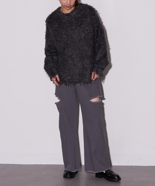 MAISON BREEZE reveur(メゾンブリーズレヴール)の「【MAISON BREEZE reveur】ミックスシャギー クルーネックプルオーバーニット DTK(ニット/セーター・レディース・アイボリー/グリーン/オレンジ/チャコールグレー/グレー・FREE)」の15枚目の写真